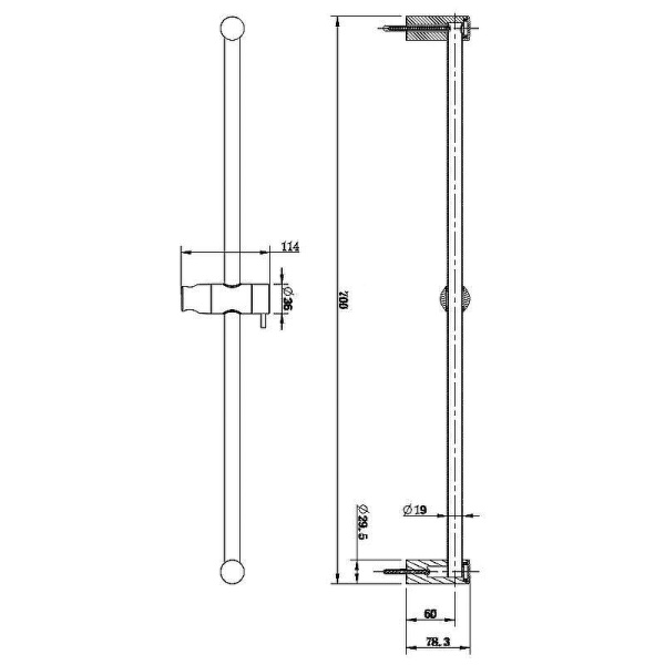 душевая штанга aquame aqm8202cr хром