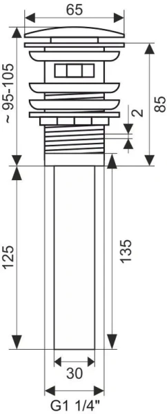 донный клапан bauedge bau bx0003 для раковины, без перелива, матовый черный
