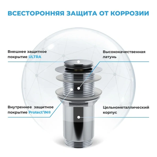 комплект wellsee drainage system 182114002 32 мм, бутылочный, хром