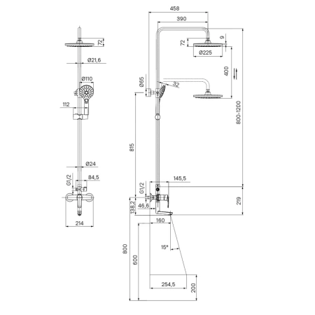 душевая стойка iddis ray raysb3fi06