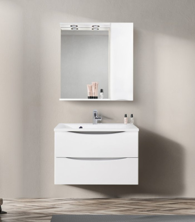 Зеркало со шкафом BelBagno MARINO-SPC-800/750-1A-BL-P-L 80 с подсветкой Bianco Lucido