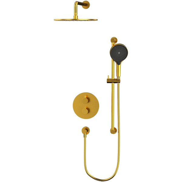 Душевая система Whitecross Y brushed gold YSET09TOPGLB с термостатом Брашированное золото
