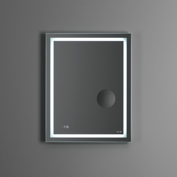 зеркало am.pm gem 55 с led-подсветкой, часами и косметическим зеркалом