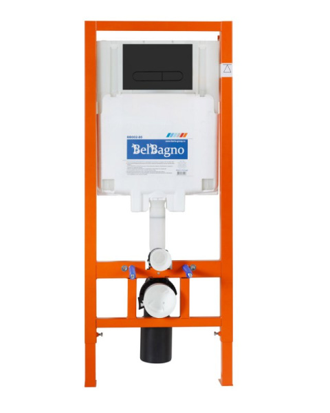 комплект унитаза с инсталляцией belbagno colorato bb062chr-mb/bb062sc-mb/bb002-80/bb007-pr-nero.m с сиденьем микролифт и черной матовой клавишей смыва