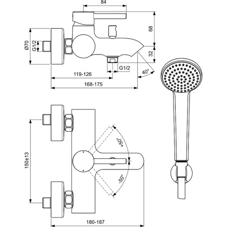 смеситель для ванны с душем ideal standard ceraline bc270aa смеситель для ванны с душем ideal standard ceraline bc270aa