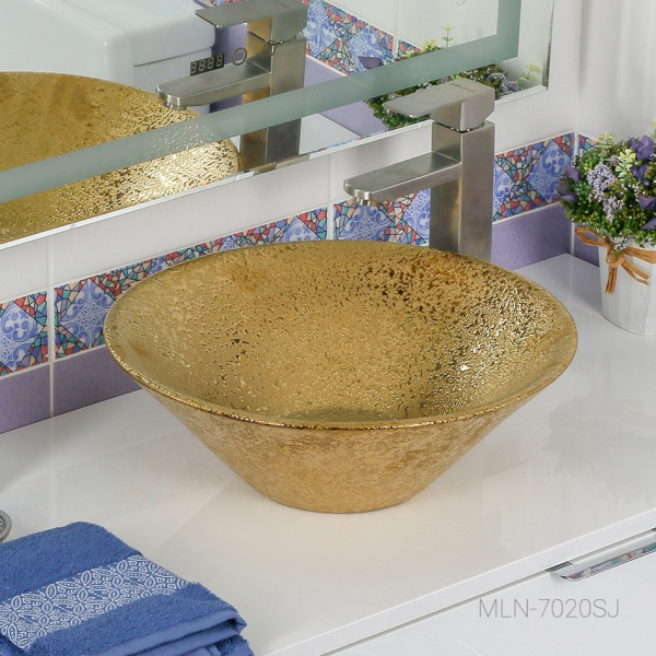 накладная раковина в ванную 42,5 см melana mln-7020sj (золото)