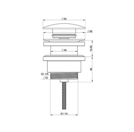 донный клапан для раковины wonzon & woghand ww-88ss07-mb универсальный, черный матовый