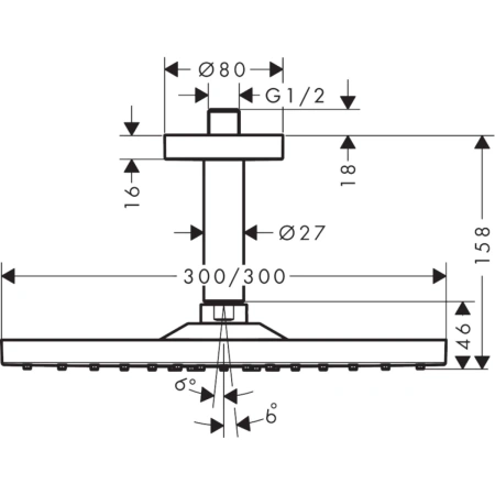 верхний душ hansgrohe raindance e 300 air 1jet 26250000