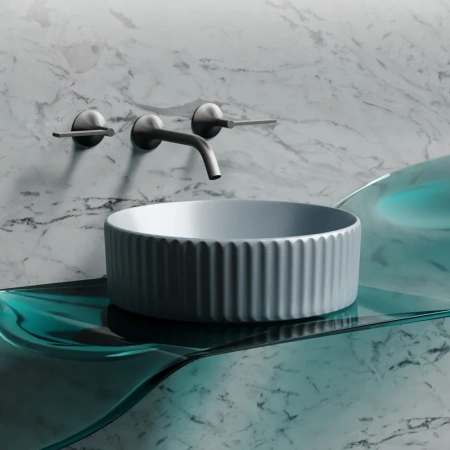 раковина ceramicanova element cn6057mhl накладная, ø36 см, серо-голубая матовая