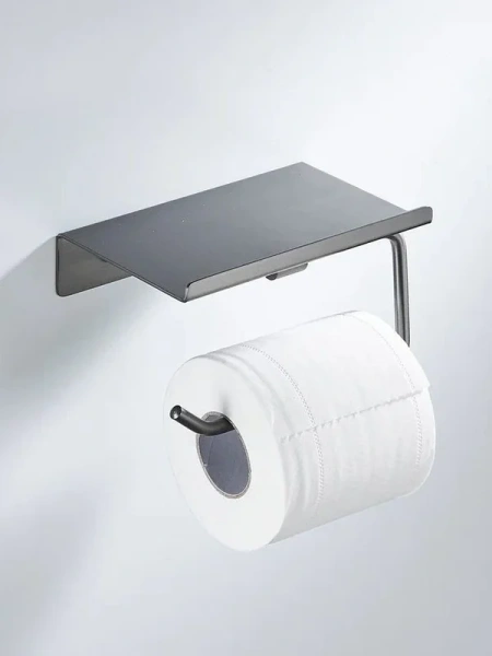 Держатель для туалетной бумаги с полочкой Shevanik SG5705T-1, оружейная сталь Держатель для туалетной бумаги с полочкой Shevanik SG5705T-1, оружейная сталь