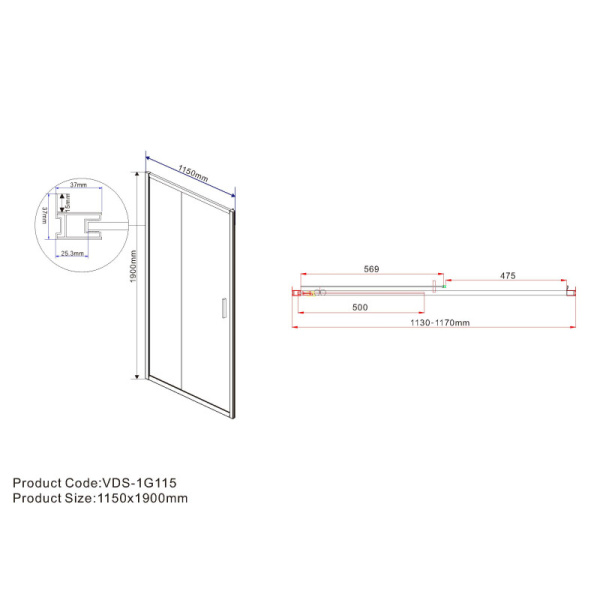 душевая дверь 115 см vincea garda vds-1g115cl прозрачное