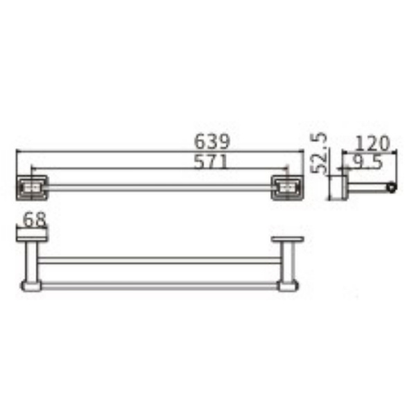 Полотенцедержатель CeramaLux Gamma 12309 двойной Хром