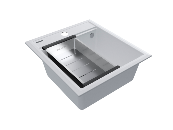 мойка stepia 45, it-granit + коландер advance брашированная нерж. сталь, pm114651-wh+a375-bs