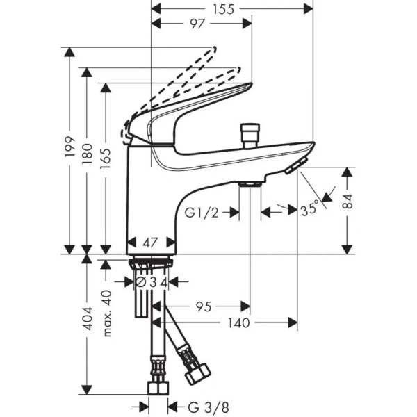 смеситель на борт ванны hansgrohe novus monotrou 71324000