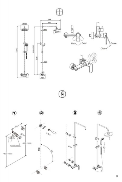 душевая система со смесителем bravat opal black f9125183bm-a2-rus