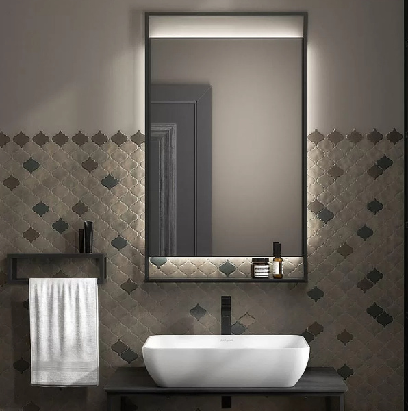 зеркало kerama marazzi plaza next 60 pl.n.mi.p.60\blk с подсветкой черное матовое с сенсорным выключателем