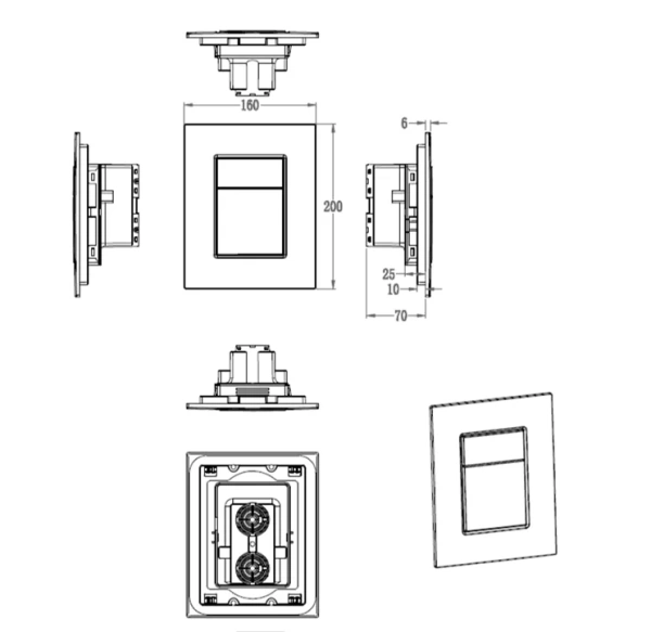 кнопка смыва для инсталляции wonzon & woghand ww-ib256-cr для унитаза, пластик, цвет глянцевый хром
