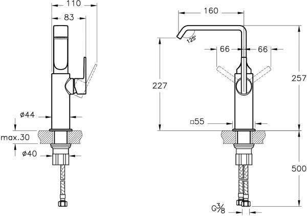 смеситель vitra suit a42765 для раковины, хром