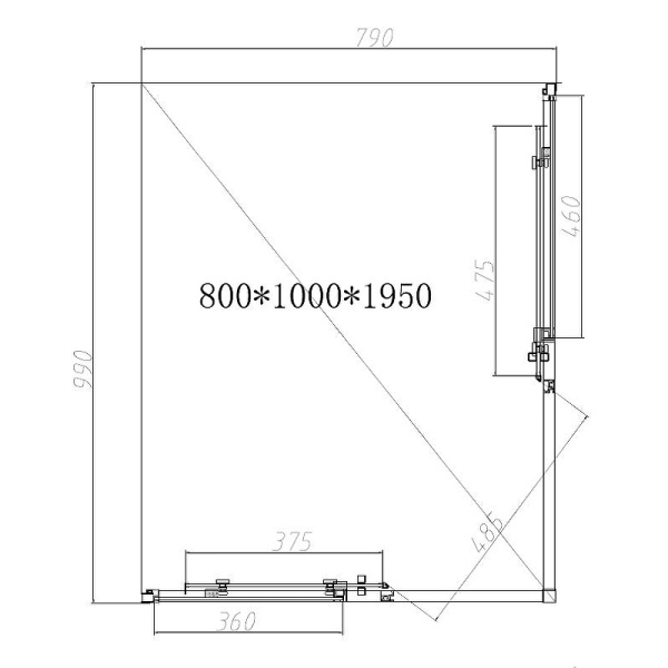 душевой уголок vincea slim-n 100×80 vss-4sn8010cgb профиль черный, стекло тонированное