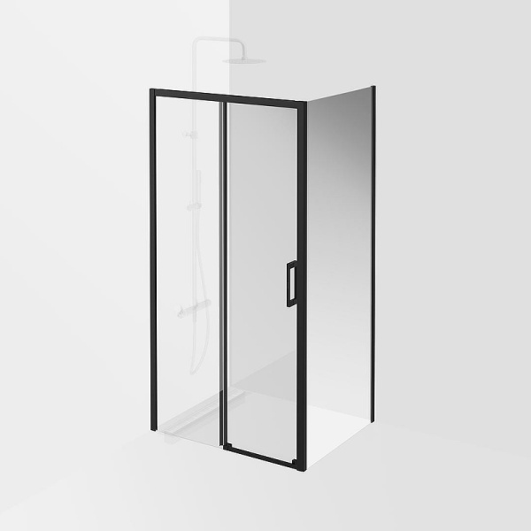 душевая дверь kerama marazzi vetro 100 ve.100.sd.blk.m профиль черный матовый, стекло прозрачное