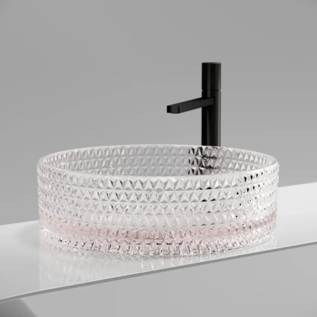 раковина ceramicanova cristal cn6062 накладная, ø36 см, прозрачная