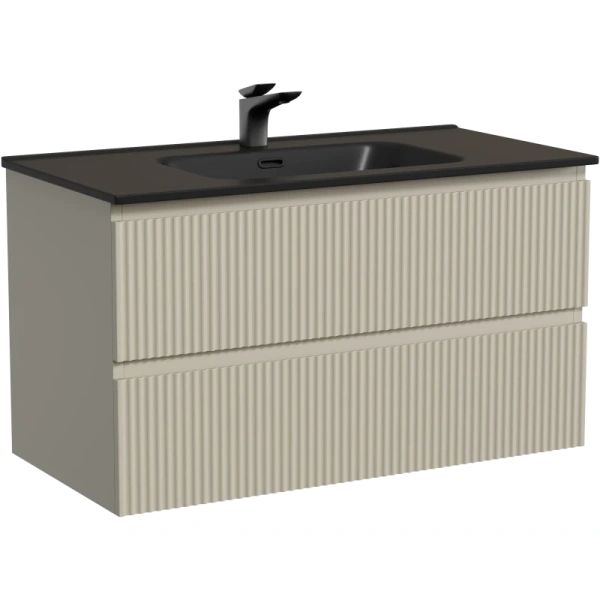 тумба под раковину sancos snob r snr90ce 89 см, подвесная, бежевый матовый