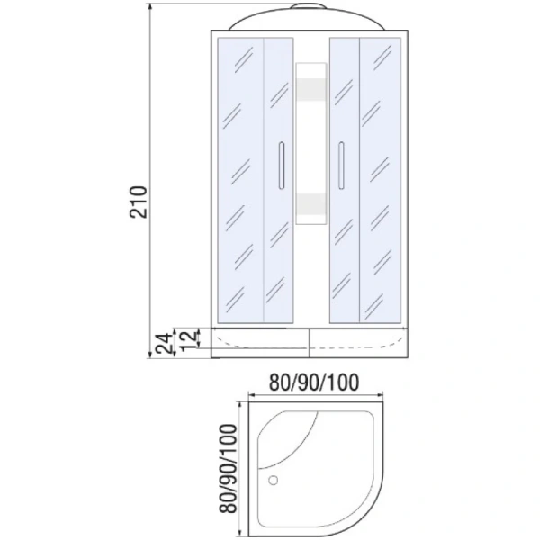 душевая кабина river nara 80x80x26 мт 10000003044 профиль матовый хром задняя стенка белая