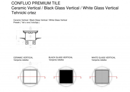 душевой трап 144x144/50 мм pestan confluo standard black glass 4 13000092, хром/черный глянец