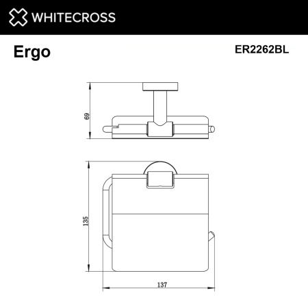 держатель туалетной бумаги whitecross ergo er2262bl с крышкой, черный мат держатель туалетной бумаги whitecross ergo er2262bl с крышкой, черный мат