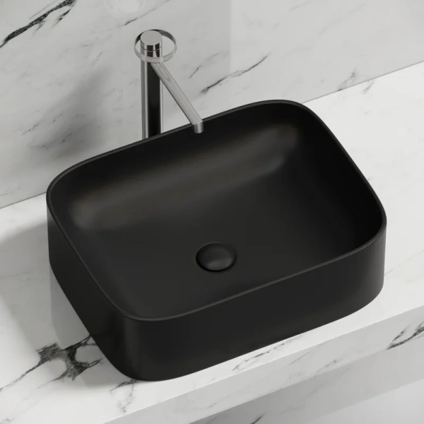 раковина ceramicanova element cn6052mb накладная, 50.5x38 см, черная матовая