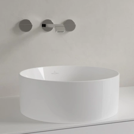 раковина villeroy & boch collaro 4a184001 накладная, ø40 см, альпийский белый