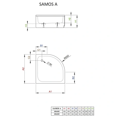 душевой поддон 80×80 см radaway samos a 4s88300-03