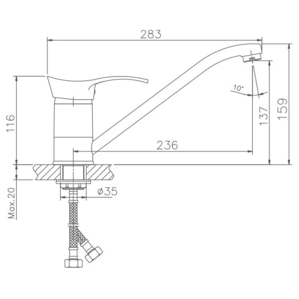 смеситель для кухни haiba hb4901 цвет хром