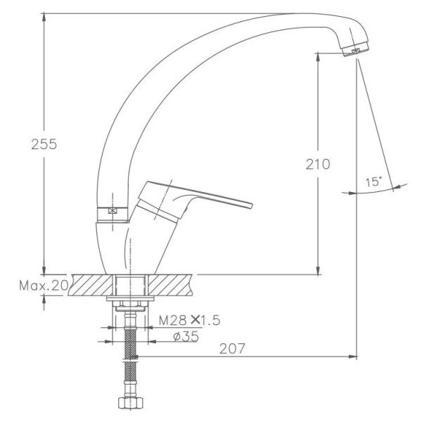смеситель для кухни haiba hb4116-2 цвет хром