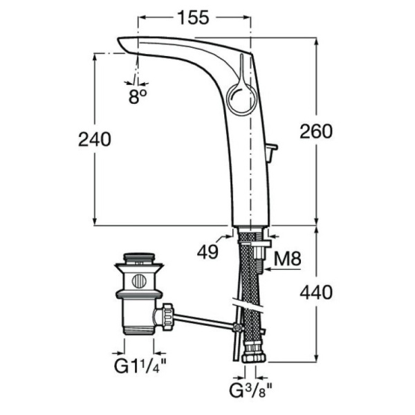 смеситель для раковины с донным клапаном roca insignia 5a343ac00