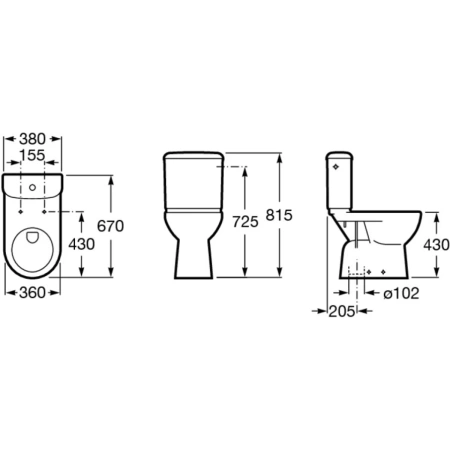 чаша напольного унитаза roca access 342237000