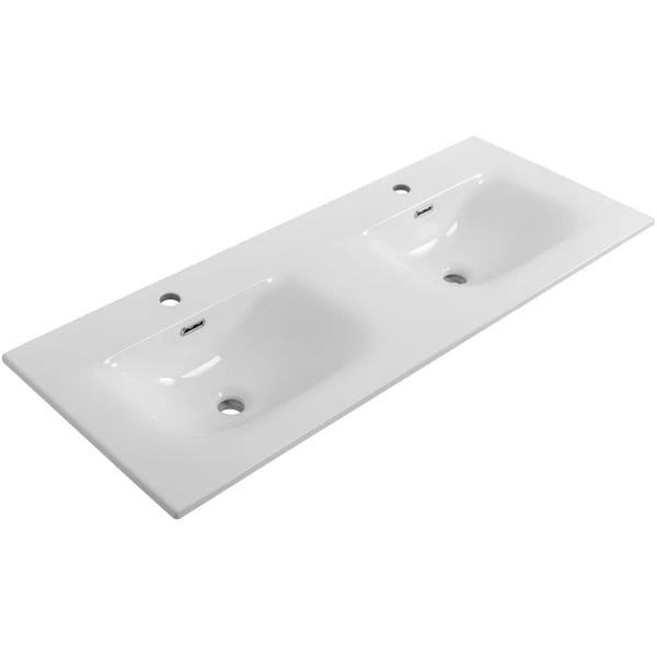 раковина cezares molveno czr-8099-120-2 121x46 см, накладная, двойная белый