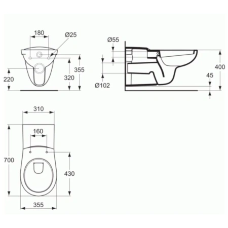подвесной унитаз ideal standard matura p243001