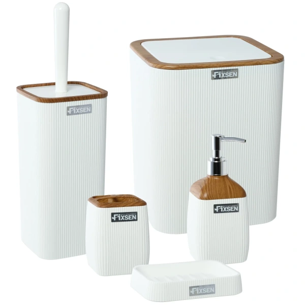 Мусорное ведро Fixsen White Wood FX-402-6 5л, белый/коричневый