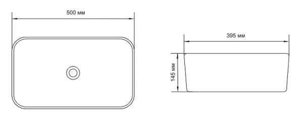 раковина накладная 50 см aquanet lake-1-mb 00245829, черный матовый