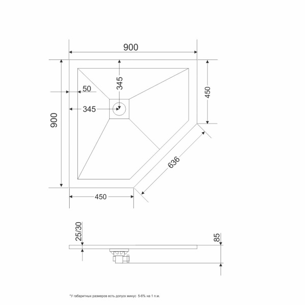душевой поддон из искусственного камня rgw stt-0099g 90×90 16155099-02 графит