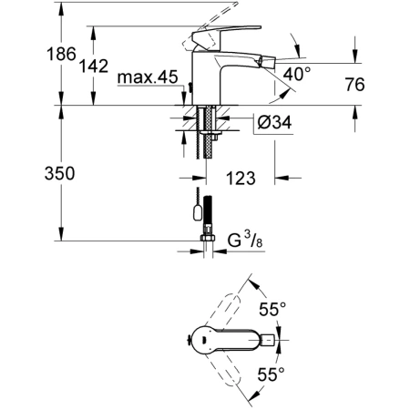смеситель grohe eurostyle cosmopolitan 33566002 для биде, с цепочкой, хром