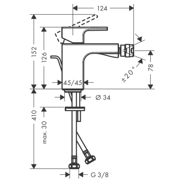смеситель hansgrohe vernis shape 71219670 для биде, с донным клапаном, черный матовый