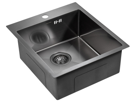 кухонная мойка paulmark kroner 45 pm214551-gm, цвет вороненая сталь