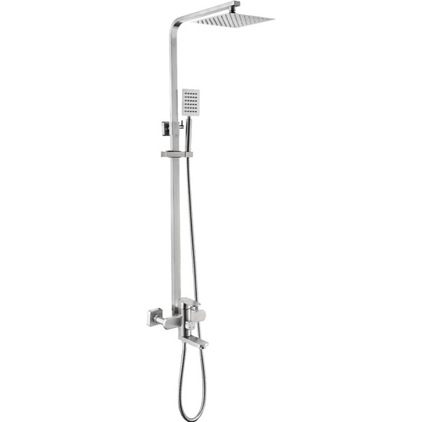 душевая система melana 610307-1 stello с тропическим душем, лейкой и смесителем, цвет сатин