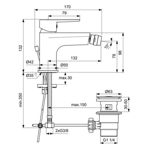 смеситель для биде ideal standard cerafine model o bc498aa
