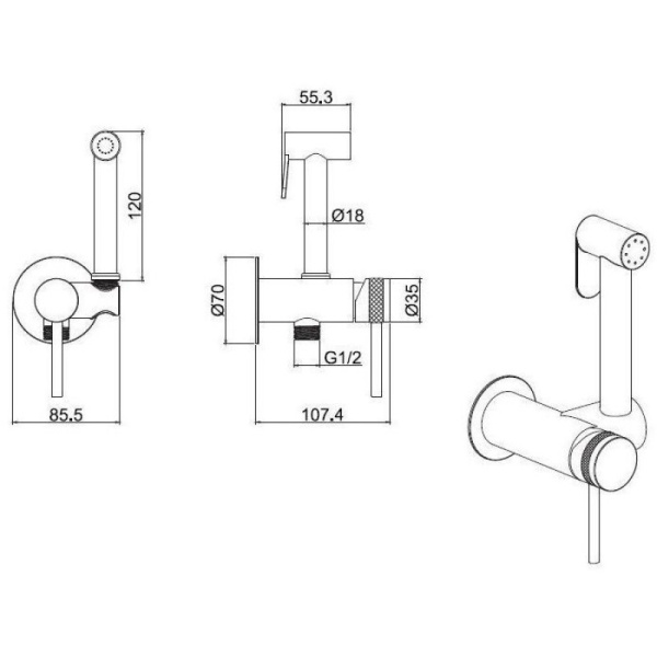 гигиенический душ со смесителем allen brau priority 3.0 5.31a29-31, черный матовый гигиенический душ со смесителем allen brau priority 3.0 5.31a29-31, черный матовый