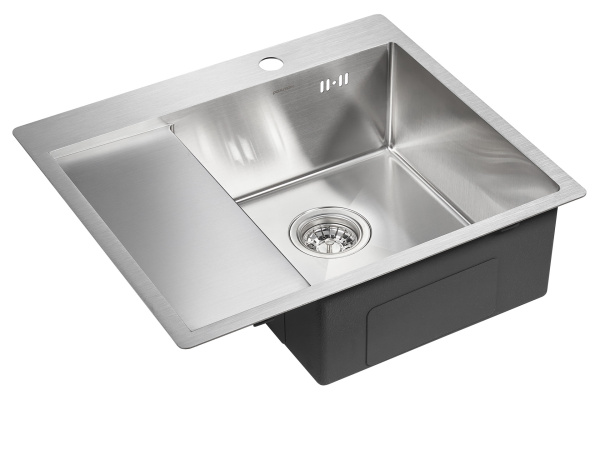 кухонная мойка paulmark kroner 59f pm225951-bsr, правая, цвет нержавеющая сталь.