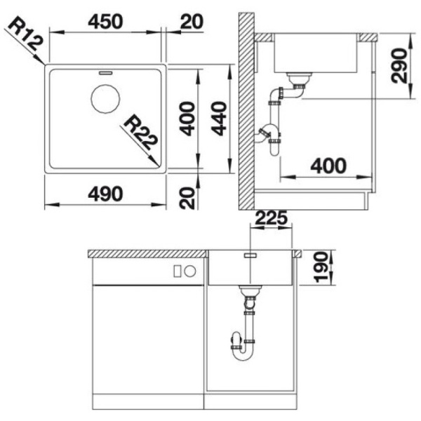 мойка кухонная blanco andano 450-if
