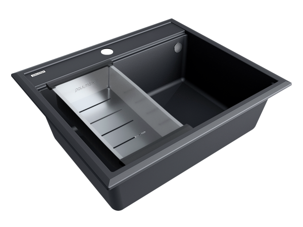 мойка stepia 60, it-granit + коландер advance брашированная нерж. сталь, pm115951-an+a375-bs
